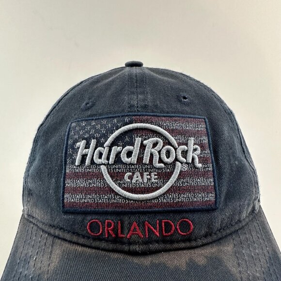 Hard Rock Cafe Orlando Dad Hat USA Flag 100% Cotton Adjustable Strap Back Cap - Picture 2 of 10